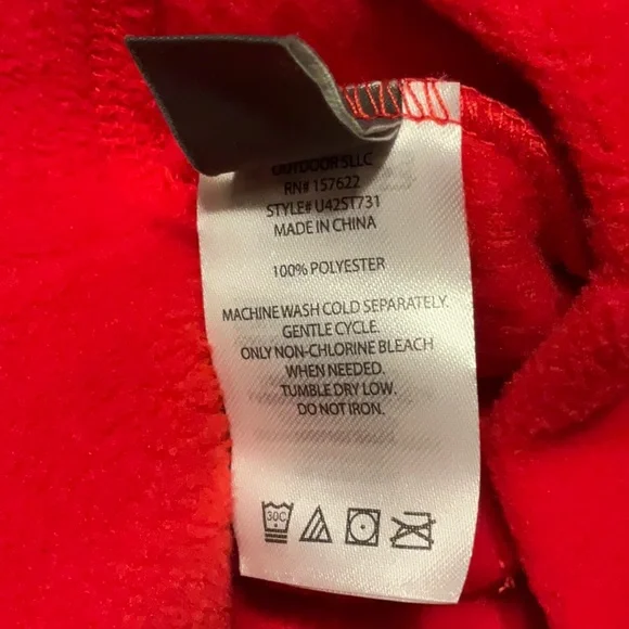 EDDIE BAUER sz M/L Hats Kids Fleece Winter 2 Piece Set Red Black NWT - Picture 5 of 7